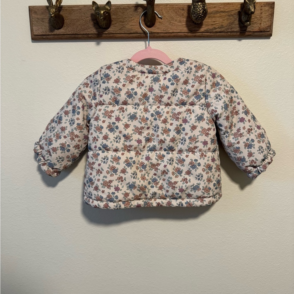 H&M Kids Floral Puffer Jacket - Cream and Blue - Picture 4 of 6